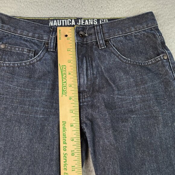Nautica Jeans Boy's 12 Bootcut Dark Wash Blue Denim Pants - Picture 4 of 9